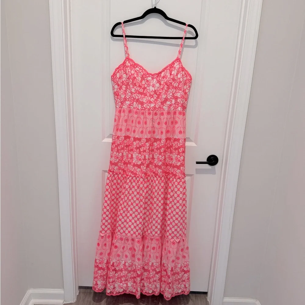 🧨HP🧨NWT Lilly Pulitzer Garden Gate Eyelet Kyla Maxi Dress CORAL PINK - Picture 5 of 12